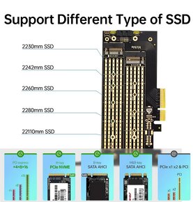 Duální adaptér pro M2 SSD disky PCIE4 MVMe / SATA + přísluš. - 7