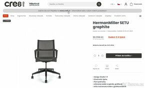 Kancelářská židle Herman Miller Setu ZÁNOVNÍ pc 26000,- - 7