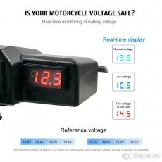 Vodotěsná 12V universální motozásuvka voltmetr . - 7