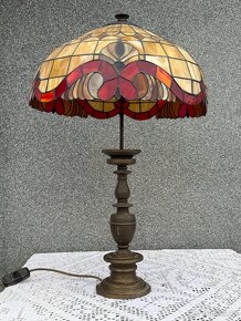 Veliká Tiffany lampa 78cm vitráž sklo noha bronz - 7