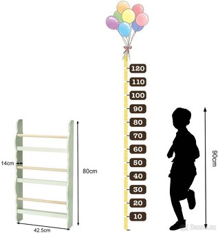 Nový závěsný policový regál, zelený - 7
