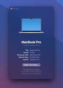 Apple MacBook Pro 16” M3 Pro 18GB RAM / 512GB SSD / CZ - 7