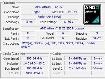 AMD X2 250 2x3 Ghz, 4 GB ram, Gigabyte GA-M61PME-S2 - 7