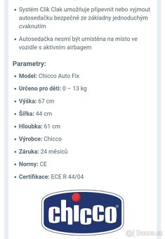 Dětská autosedačka (vajíčko) CHICCO 0-13KG se základnou - 7