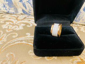 BULGARI B.Zero 4-Band 18kt Pink Gold White Ceramic Ring 54 - 7