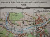 Vojenská profesionální tajná mapa Plzeň ska ČSLA - 7