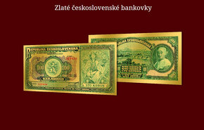 Sada československé bankovky v zlatě 8x pozlacené + 1 zlatá - 7