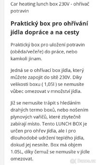 LUNCHBOX: ELEKTRICKÝ OHŘÍVAČ JÍDLA (nový, nepoužitý) - 7