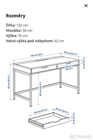 Psací stůl ALEX bílé mořidlo/vzor dub 132x58cm - 7