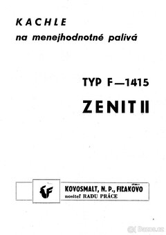 Prodám kamna na tuhá paliva ZENIT II. - 7