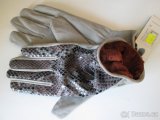 Semišové rukavice s hadím vzorem, hnědé a šedé, vel. L - 8