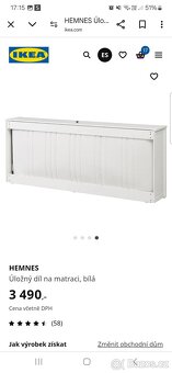 Hemnes postel + úložný díl+matrace+zábrana a mantinel - 8