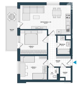 3+KK 73m2 s park.stáním v developerském projektu SUOMI Praha - 8