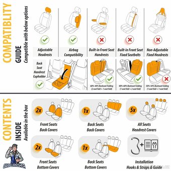 Autopotahy Luxusní anatomic , ortopedic , Airbag , Full sada - 8