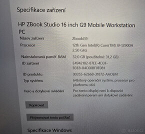 HP ZBook Studio 16 G9 16"/i9-12900H/32GB/512GB/RTXA2000 - 8