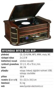 Hyundai RTCC 513 RIP - gramofon, cd, kazeta, rádio, USB - 8