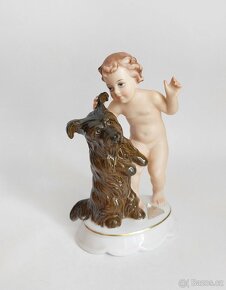 Starožitná porcelánová figura - putto a pes - Rosenthal - 8