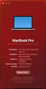 Apple MacBook Pro 13" i5, 2017, 8GB, 120GB - 8