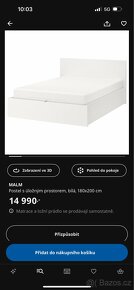 Postel IKEA MALM 180x200 s úložným prostorem - 8