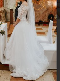 Pronovias White one Ossa šaty krajkové - španělská krajka - 8