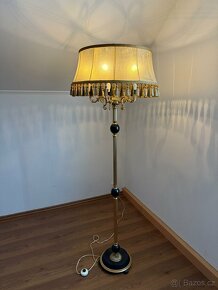 Starožitná stojací lampa zlatá s černým dekorem - 8