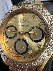 Prodám krásné zlaté pánské hodinky rolex s brilianty 18 k - 8