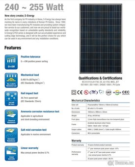 FVE elektrárna 8,75kWp (pnl. + stříd. + rozv.) fotovoltaika - 8