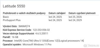 Dell Latitude 5550, záruka, Intel 5-135U, DDR5, 512GB, NPU - 8