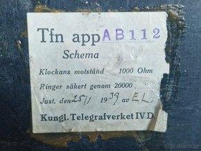 Starožitný telefon Telegrafverkets Verkstad, AB112 - 8