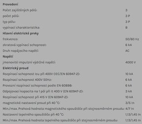 Nový Hager MBS332 Jistič 3 pól. 32A, char.B, 6 kA - 8