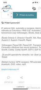 Prodám autorádio  IsudarMNS810 pro  vw,škoda, seat. - 9