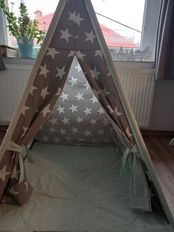 Tepee pro děti šedo-mátové - 9