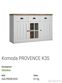 Nábytek Provence - vitrína, komody, skříň a stolek - 9