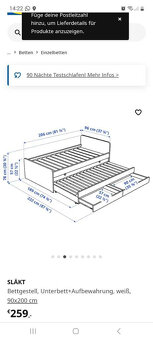 Ikea släkt Bílá rozkládací postel - pohovka 2 matrace - 9