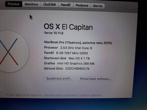 Prodám MACBOOK PRO 17" 2010 - 9