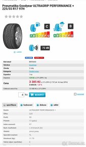 Zánovní zimní sada 4ks pneu Goodyear 225/55 R17 - 9