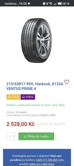 Skoro úplně nové pneumatiky Hankook ventus - 9