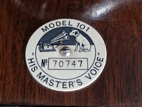 Starožitný funkční gramofon His Master's Voice, model 101 - 9
