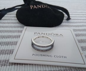 Pandora stříbrný prsten prstýnek 925 Pavé Signature 54 vel - 9