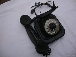 Starožitný retro bakelitový vidlicový telefon Siemens W28 - 9