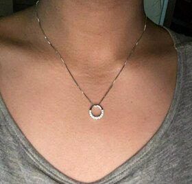 Dámský stříbrný náhrdelník třpytivý kroužek 925 nový 50 cm - 9